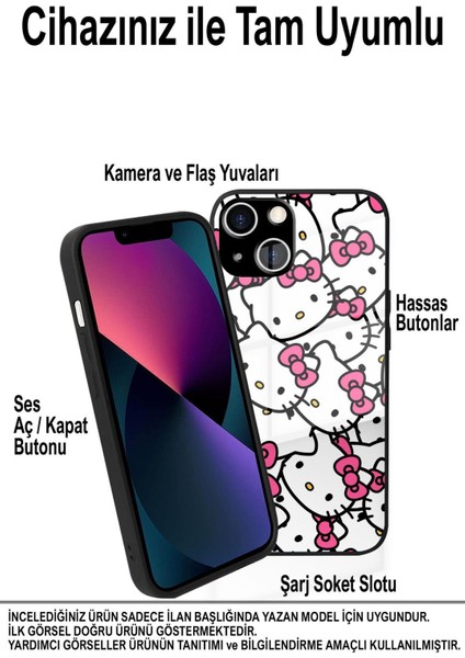 Samsung Galaxy A71 ile Uyumlu Silikon Arkası Cam Kapak Hello Kitty Tasarımlı Cam Kılıf