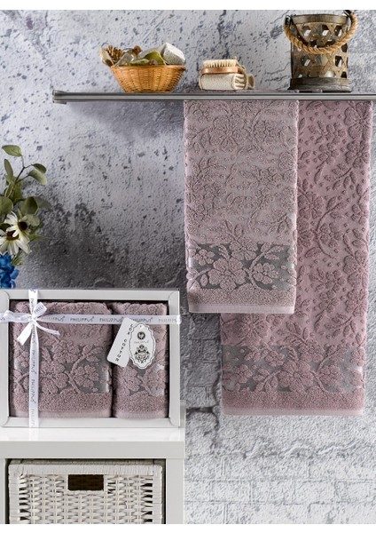 Annem Livya Hediye ve Çeyizlik  Trend Cotton 2'li El,banyo Havlu SET(50X90 1ADET,70X140 1ADET)KUTULU