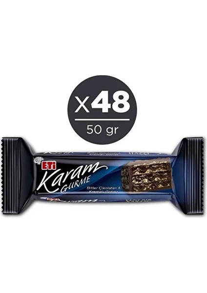 Karam Gurme Bitter Çikolatalı Gofret 50 gr x 48 Adet