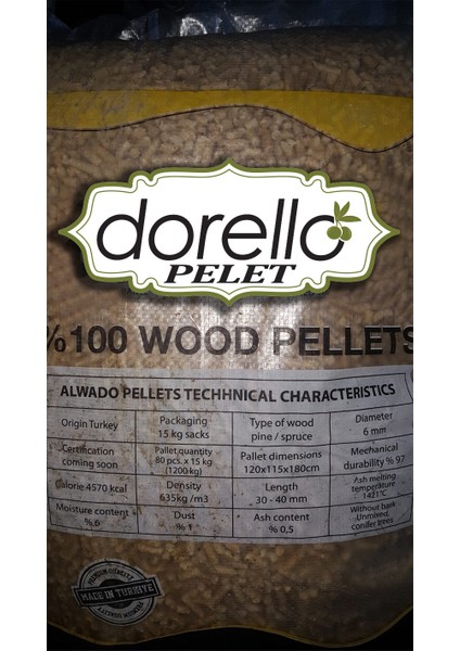 Pelet Yakıtı 15 kg Pelet Dorello Çuvalda Pelet Yakıtı