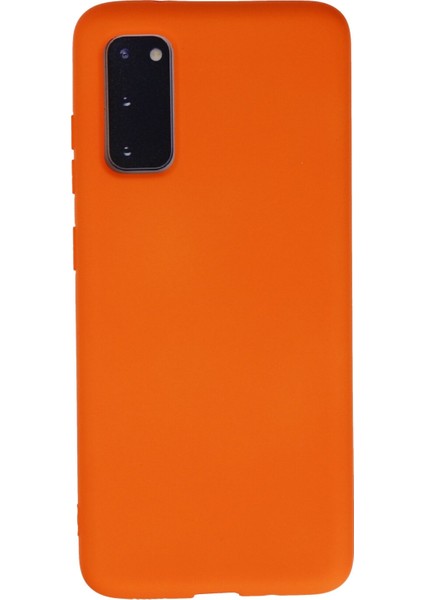 Samsung Galaxy S20 Kılıf Nano Içi Kadife Silikon - Turuncu 300099