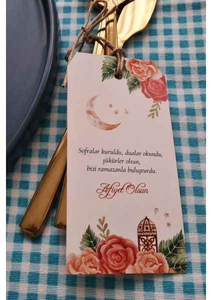 Ramazan Sofra Süsü Çatal Bıçak Ipli Kart Süsler 10LU Paket