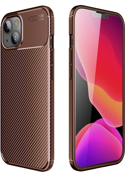 Iphone 13 Kılıf Focus Karbon Silikon - Kahverengi 300099