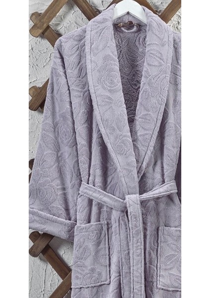Cotton Asiya Kadife Şal Yaka Bayan Bornoz