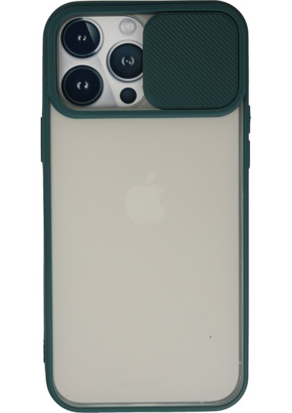 Iphone 13 Pro Max Kılıf Palm Buzlu Kamera Sürgülü Silikon - Yeşil 300099