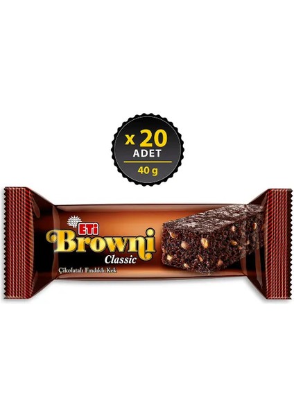 Browni Classic Çikolatalı Fındıklı Kek 40 gr x 20 Adet