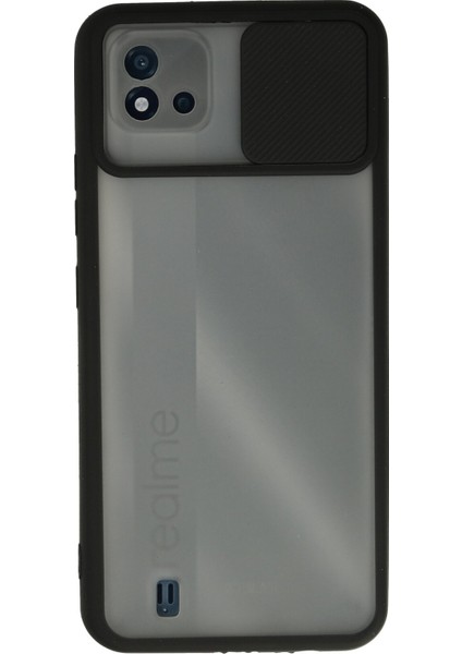 Realme C11 2021 Kılıf Palm Buzlu Kamera Sürgülü Silikon - Siyah 300099