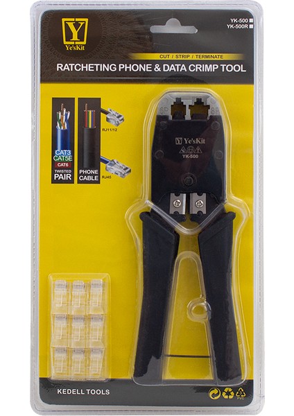Powermaster YK-500 RJ11 RJ12 RJ45 Sıkma Pensesi Ethernet Soketi Telefon Hat Jack Internet Ucu Takma Pensesi fiyatları