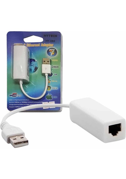 Hytech HY-U65 USB 2.0 To RJ45 Ethernet Çevirici USB Internet Girişi Soketi Çevirici Dönüştürücü