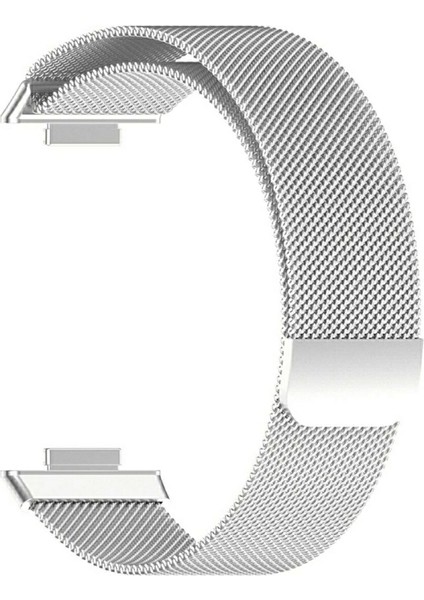 Huawei Watch Fit 2 Uyumlu Mıktatıslı Hasır Metal Kordon , Direkt Takmalı Modeldir Gümüş fiyatları