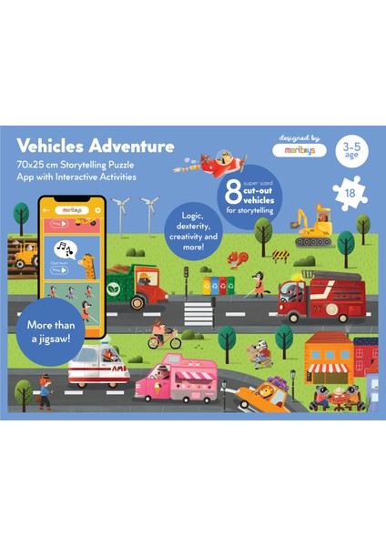 Vehicles Adventure: 18 Parça Yapboz ve 8 Cut-Out Araç ile Taşıtları Keşfet