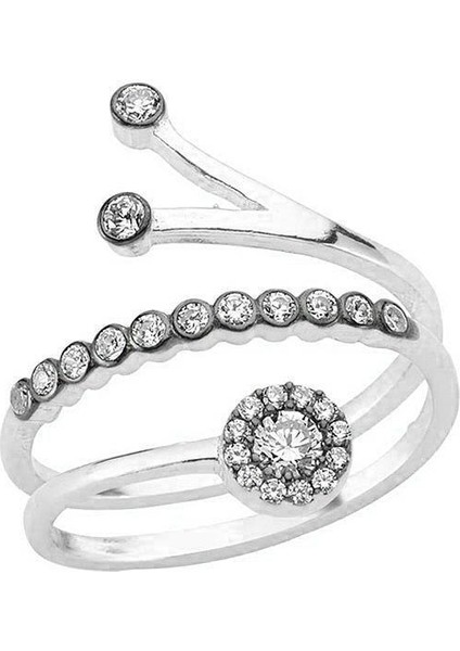 Gümüş Rodyumlu Zirkon Taşlı Ayarlamalı Yüzük SGTL12332RODAJ fiyatları