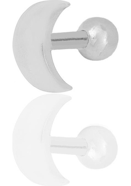 Gümüş Rodyumlu Hilal Modeli Tragus Helix Piercing Küpe SGTL12316RODAJ