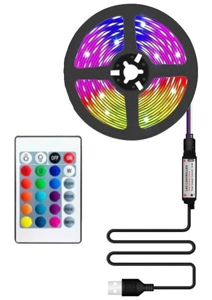 CT-4566 Tv Arkası USB Rgb Şerit LED Set 3 Metre Tak Çalıştır