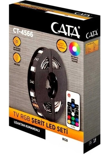 CT-4566 Tv Arkası USB Rgb Şerit LED Set 3 Metre Tak Çalıştır