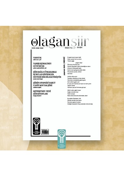 Olağan Şiir 16. Sayı Eylül - Ekim 2020