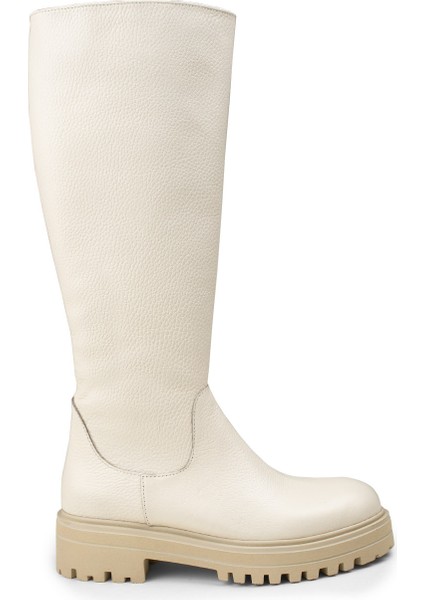 Deri Bej Kadın Çizme - 01807ZBEJE02