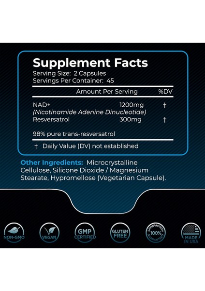 Labs Nad + Resveratrol 1500 mg 90 Kapsül