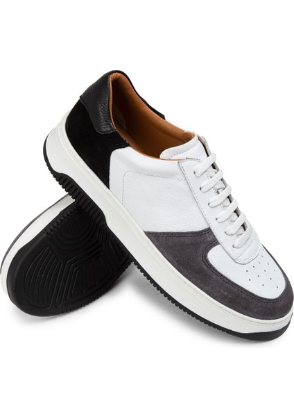 Deri Gri Erkek Sneaker Ayakkabı - 01965MGRIE01