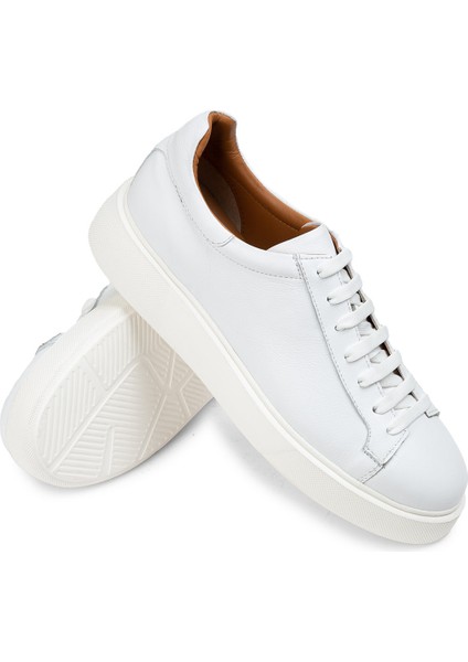 Deri Beyaz Erkek Sneaker Ayakkabı - 01954MBYZE01 modelleri