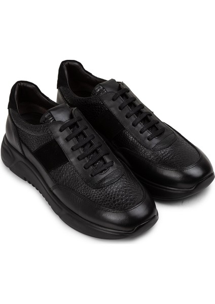 Deri Siyah Erkek Sneaker Ayakkabı - 01963MSYHE07 fiyatları