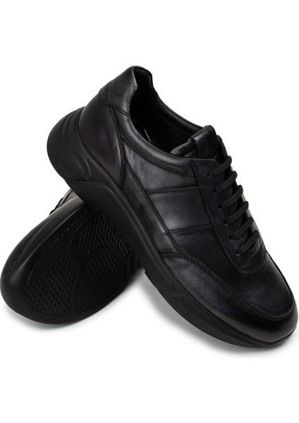 Deri Antrasit Erkek Sneaker Ayakkabı - 01963MANTE01