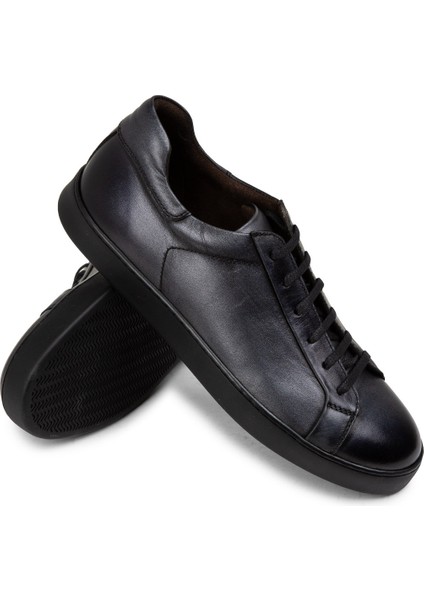 Deri Antrasit Erkek Sneaker Ayakkabı - 01955MANTC01