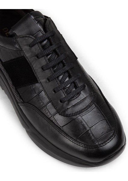 Deri Siyah Erkek Sneaker Ayakkabı - 01963MSYHE09