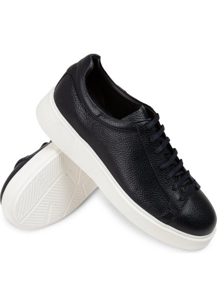 Deri Lacivert Erkek Sneaker Ayakkabı - 01954MLCVE01 modelleri