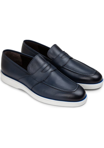 Mavi Deri Erkek Loafer Ayakkabı Kauçuk Tabanlı Dört Mevsim Kullanım 3 cm Topuk fiyatları