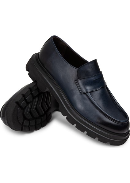 Deri Lacivert Erkek Loafer Ayakkabı - 01980MLCVE01 modelleri