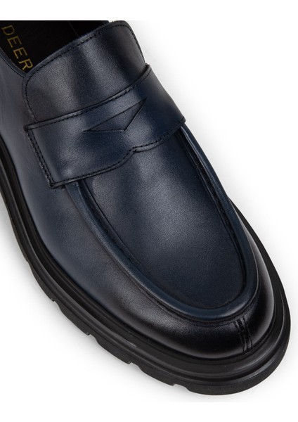 Deri Lacivert Erkek Loafer Ayakkabı - 01980MLCVE01 fırsatları