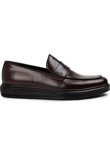 Açma Deri Bordo Comfort Erkek Loafer - 01839MBRDP02