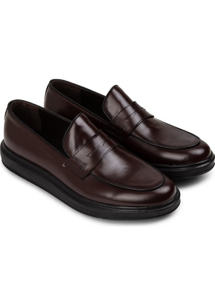 Açma Deri Bordo Comfort Erkek Loafer - 01839MBRDP02