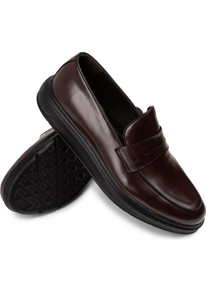 Açma Deri Bordo Comfort Erkek Loafer - 01839MBRDP02