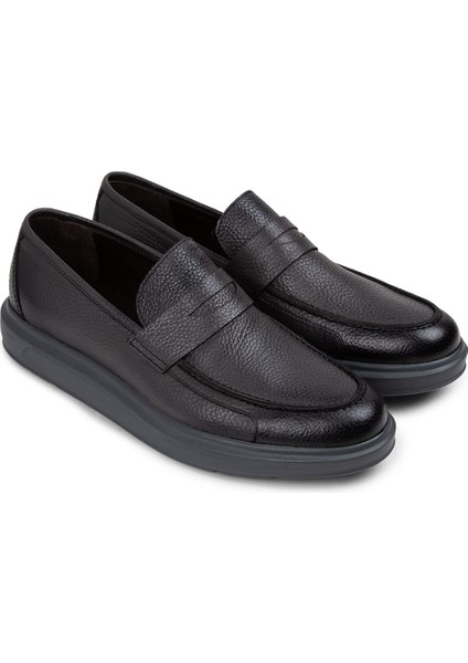 Deri Gri Erkek Comfort Loafer Ayakkabı - 01564MGRIP14