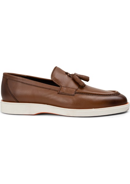 Deri Taba Rengi Püsküllü Erkek Loafer - 01958MTBAC01