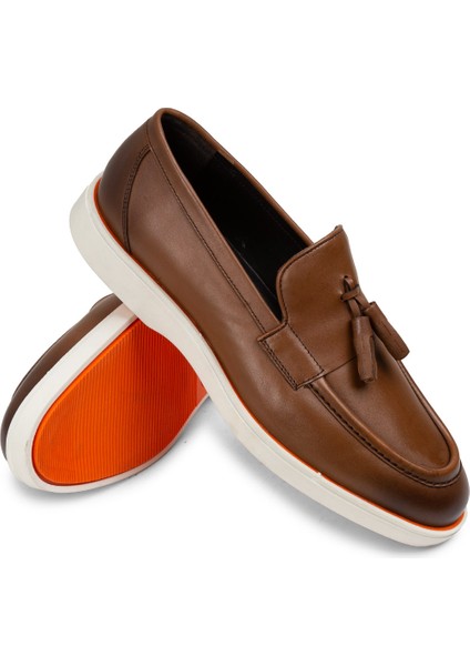 Deri Taba Rengi Püsküllü Erkek Loafer - 01958MTBAC01 modelleri