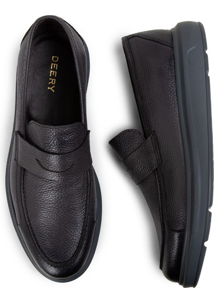 Deri Gri Erkek Comfort Loafer Ayakkabı - 01564MGRIP14