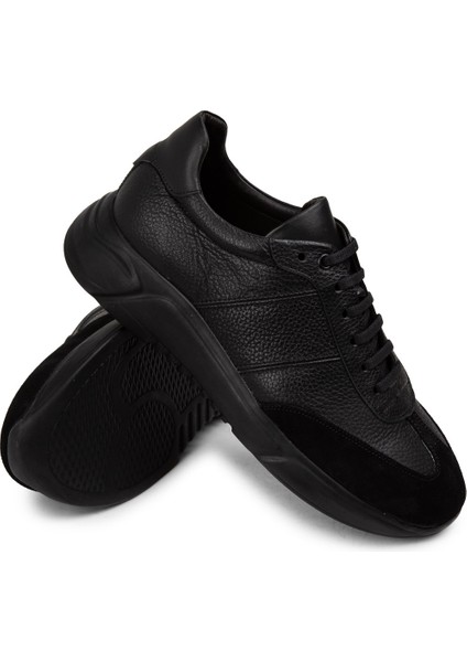 Deri Siyah Erkek Sneaker Ayakkabı - 01961MSYHP02 modelleri