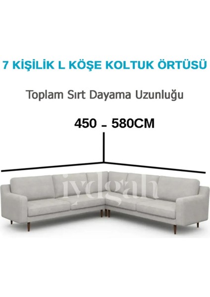 Bürümcük Eteksiz Köşe Koltuk Örtüsü Standart Lastikli Boydan L Köşe Koltuk Örtüsü L Köşe Koltuk Kılıfı L Kanepe Çekyat Kılıfı L Kanepe Çekyat Örtüsü Yıkanabilir Antrasit Renk 550CM