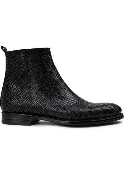 Hakiki Deri Siyah Erkek Fermuarlı Bot - 01921MSYHC09