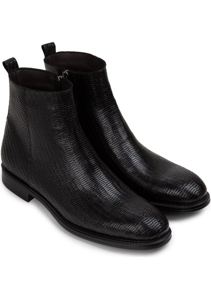 Hakiki Deri Siyah Erkek Fermuarlı Bot - 01921MSYHC09 fiyatları