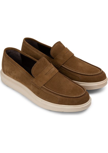 Süet Taba Rengi Comfort Erkek Loafer - 01564MTBAP10