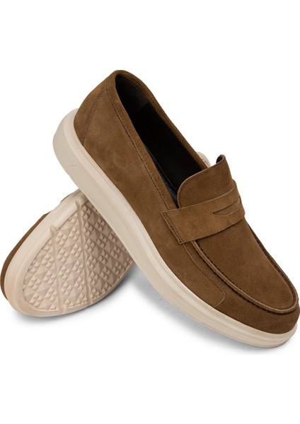 Süet Taba Rengi Comfort Erkek Loafer - 01564MTBAP10