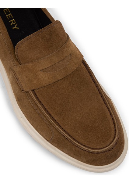 Süet Taba Rengi Comfort Erkek Loafer - 01564MTBAP10