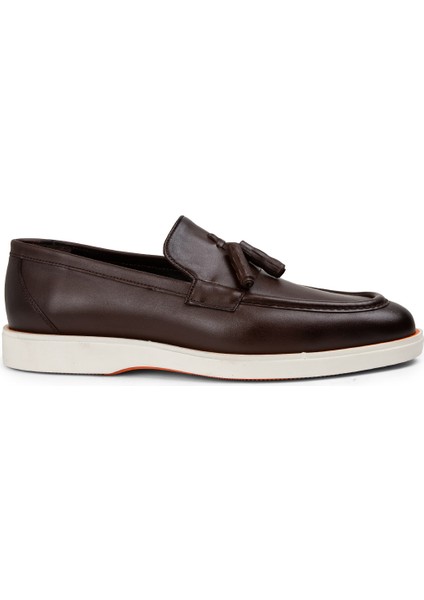 Deri Kahverengi Püsküllü Erkek Loafer - 01958MKHVC01
