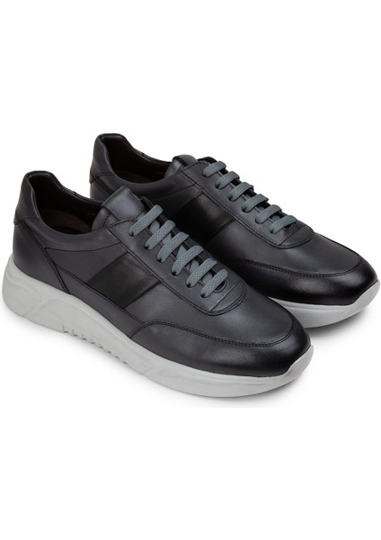 Deri Gri Erkek Sneaker Ayakkabı - 01963MGRIE02