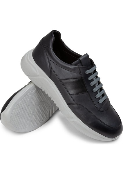 Deri Gri Erkek Sneaker Ayakkabı - 01963MGRIE02