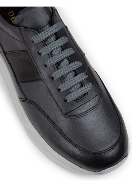 Deri Gri Erkek Sneaker Ayakkabı - 01963MGRIE02